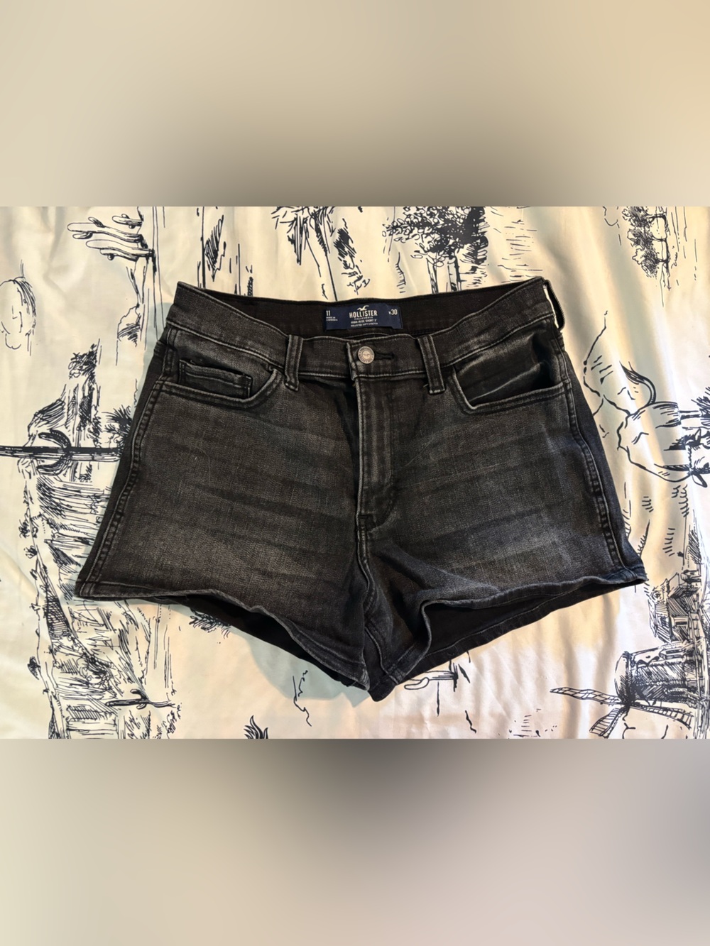 Hollister Black Washed Denim Jean Shorts